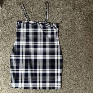 SHEIN Black and White Plaid Mini Dress